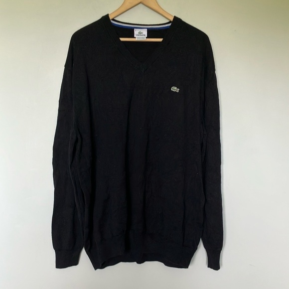 Lacoste Black V-Neck Sweater Classic Style Size 8 - Picture 1 of 5